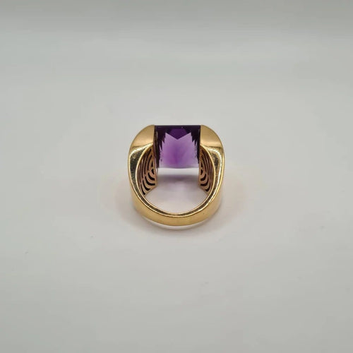 Bague 55 Bague en or jaune 18 carats et améthyste 58 Facettes