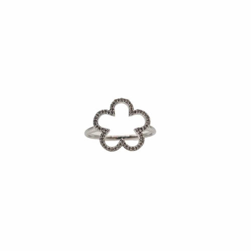 Bague 52 Bague fleur en or blanc et diamants 58 Facettes
