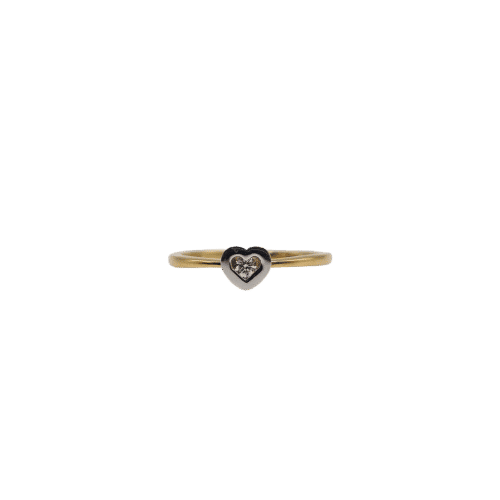 Bague 54 Bague solitaire en or jaune et blanc 18 carats avec diamant 58 Facettes