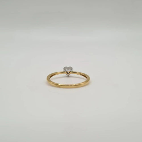 Bague 54 Bague solitaire en or jaune et blanc 18 carats avec diamant 58 Facettes