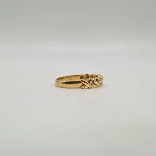 Bague 55 Demi-alliance en or jaune 18 carats et diamants 58 Facettes