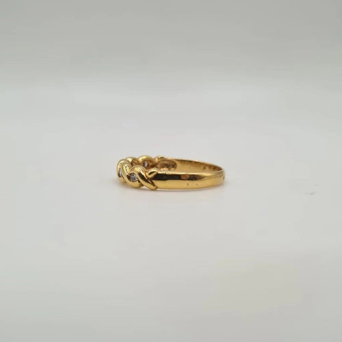 Bague 55 Demi-alliance en or jaune 18 carats et diamants 58 Facettes