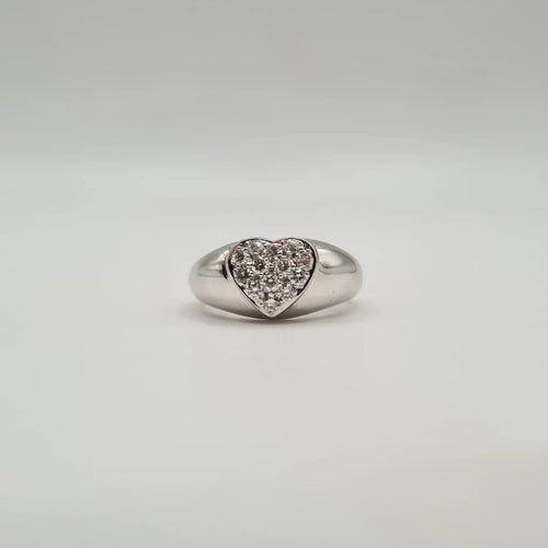 Bague 54 Bague cœur en or blanc 18 carats et diamants 58 Facettes