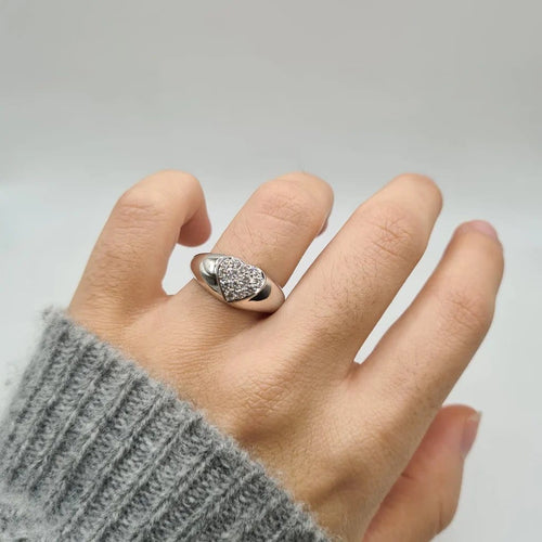 Bague 54 Bague cœur en or blanc 18 carats et diamants 58 Facettes