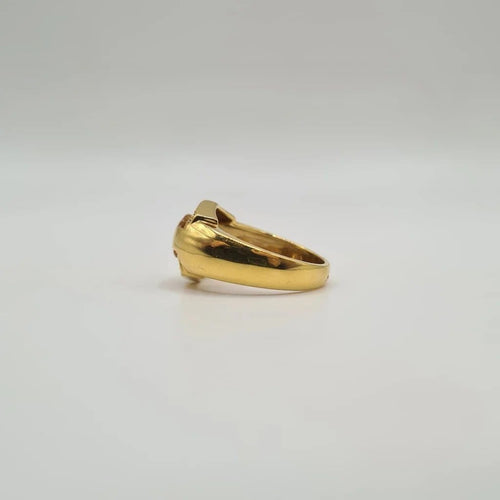 Bague 54.5 Bague bombée en or jaune 18 carats, citrine et diamants 58 Facettes