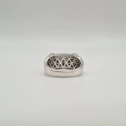 Bague 54.5 Bague 3 rangées en or blanc et diamants 58 Facettes