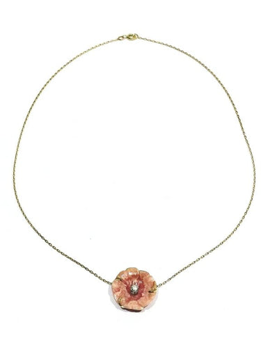 Collier Collier - Pendentif en porcelaine et diamant en or rose 18 carats 58 Facettes