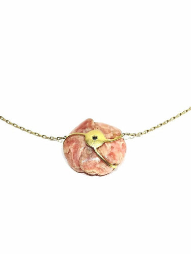Collier Collier - Pendentif en porcelaine et diamant en or rose 18 carats 58 Facettes