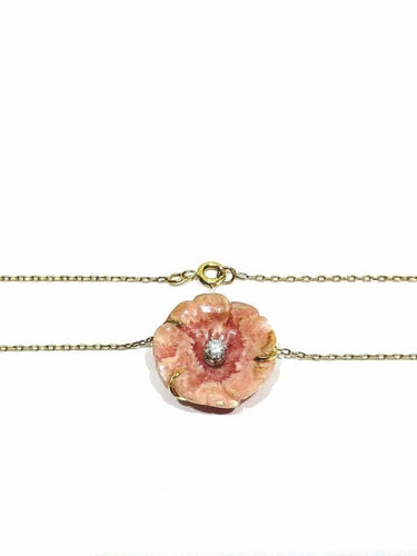 Collier Collier - Pendentif en porcelaine et diamant en or rose 18 carats 58 Facettes