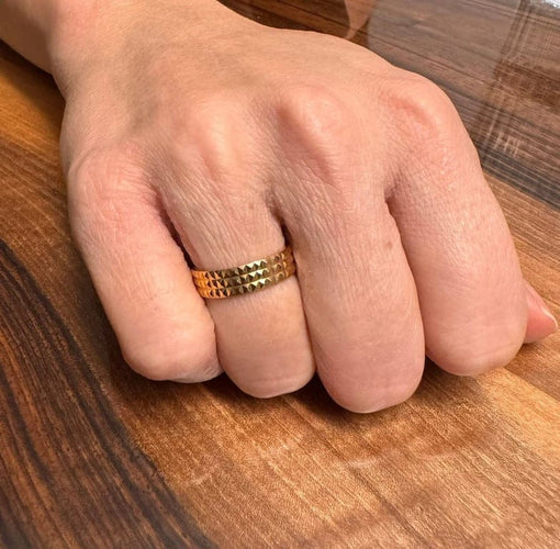 Bague 53.5 Alliance femme en or rose 18 carats, finition pointe de diamant 58 Facettes