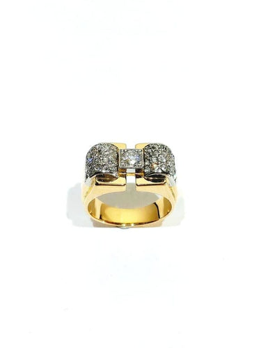 Bague 56 Bague tank Art déco en or rose et or blanc 18 carats, diamants 58 Facettes