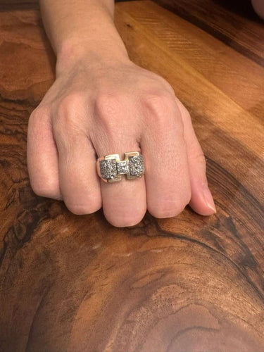 Bague 56 Bague tank Art déco en or rose et or blanc 18 carats, diamants 58 Facettes