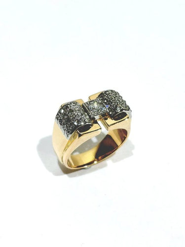 Bague 56 Bague tank Art déco en or rose et or blanc 18 carats, diamants 58 Facettes