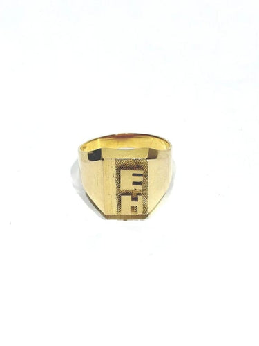 Bague 55 Chevalière guillochée EH en or champagne 18 carats 58 Facettes