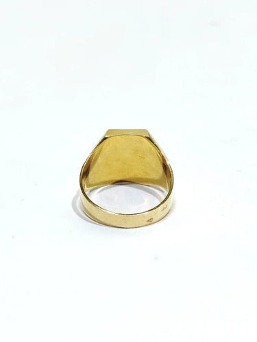 Bague 55 Chevalière guillochée EH en or champagne 18 carats 58 Facettes