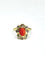 Bague 58 Bague en or jaune 18 carats avec diamants et corail rouge 58 Facettes
