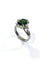 Bague 52 Bague en or blanc 18 carats avec diamants et pierre verte synthétique 58 Facettes