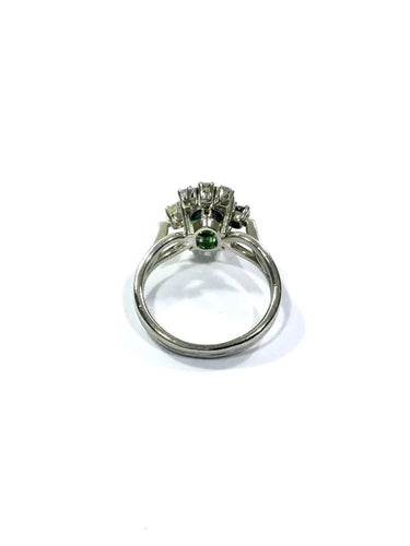Bague 52 Bague en or blanc 18 carats avec diamants et pierre verte synthétique 58 Facettes