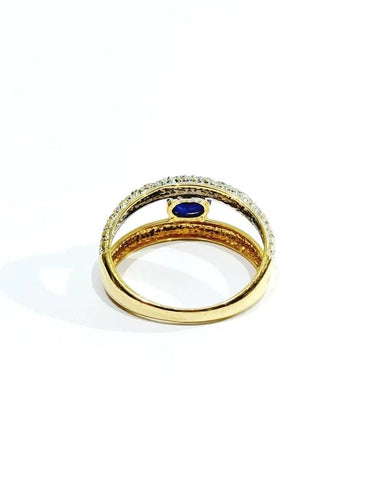 Bague 57 Bague en or jaune et blanc 18 carats avec saphir et diamants 58 Facettes 664056