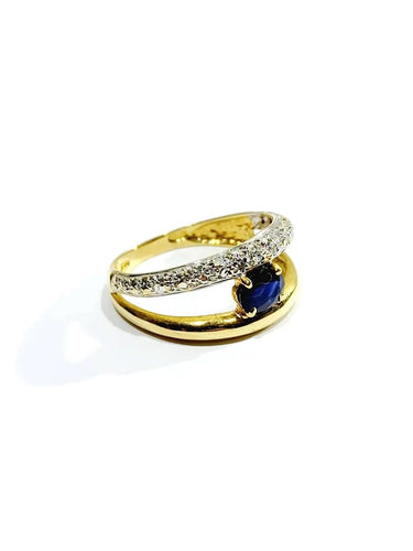 Bague 57 Bague en or jaune et blanc 18 carats avec saphir et diamants 58 Facettes 664056