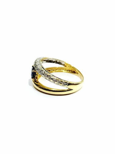 Bague 57 Bague en or jaune et blanc 18 carats avec saphir et diamants 58 Facettes 664056