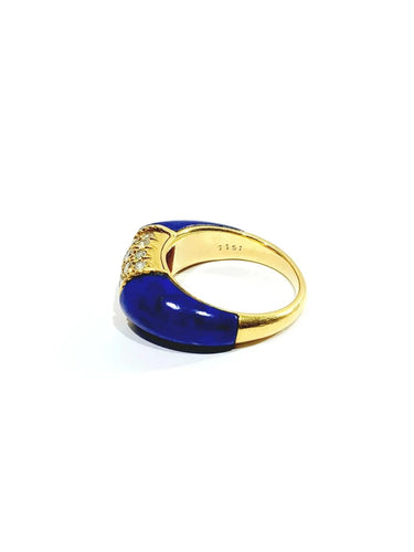 Bague 52 Bague en or 18 carats, lapis-lazuli et diamants 58 Facettes 87543