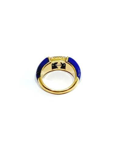 Bague 52 Bague en or jaune 18 carats avec lapis-lazuli et diamants 58 Facettes 87543