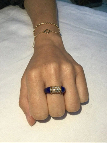 Bague 52 Bague en or 18 carats, lapis-lazuli et diamants 58 Facettes 87543
