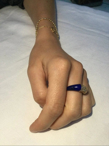 Bague 52 Bague en or 18 carats, lapis-lazuli et diamants 58 Facettes 87543