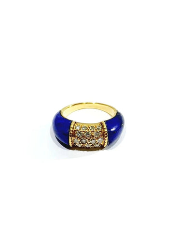 Bague 52 Bague en or 18 carats, lapis-lazuli et diamants 58 Facettes 87543