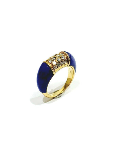 Bague 52 Bague en or 18 carats, lapis-lazuli et diamants 58 Facettes 87543