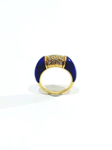 Bague 52 Bague en or jaune 18 carats avec lapis-lazuli et diamants 58 Facettes 87543