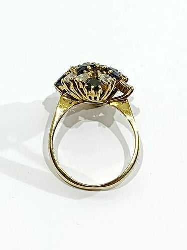 Bague 56.5 Bague en or jaune 18 carats à diamants et saphirs poire 58 Facettes