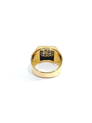 Bague 53 Bague chevalière en or rose 18 carats pavée de diamants 58 Facettes 934506