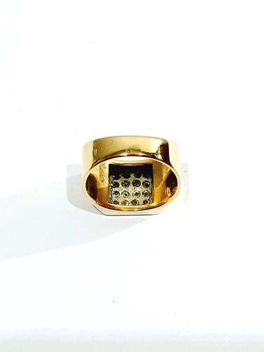 Bague 53 Bague chevalière en or rose 18 carats pavée de diamants 58 Facettes 934506