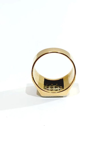Bague 53 Bague chevalière en or rose 18 carats pavée de diamants 58 Facettes 934506