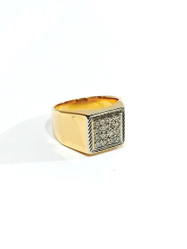 Bague 53 Bague chevalière en or rose 18 carats pavée de diamants 58 Facettes 934506