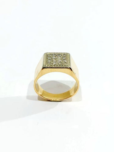 Bague 53 Bague chevalière en or rose 18 carats pavée de diamants 58 Facettes 934506