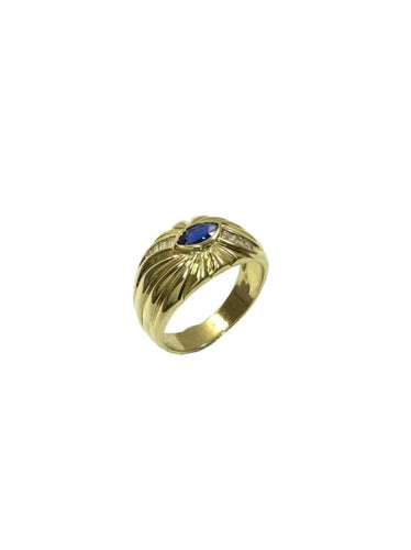 Bague 54 Bague en or jaune 18 carats avec saphir et diamants 58 Facettes