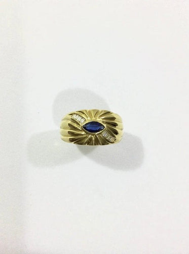 Bague 54 Bague en or jaune 18 carats avec saphir et diamants 58 Facettes