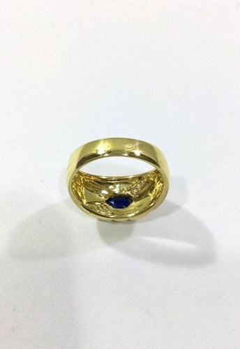 Bague 54 Bague en or jaune 18 carats avec saphir et diamants 58 Facettes