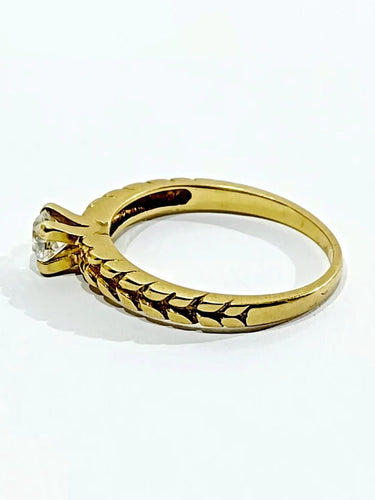 Bague 53 Bague solitaire en or jaune 18 carats avec diamant 0,30 ct 58 Facettes 3022/1