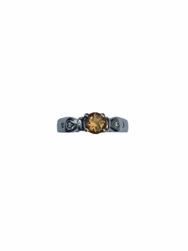 Bague 57 Bague en or blanc 18 carats avec citrine et diamants 58 Facettes