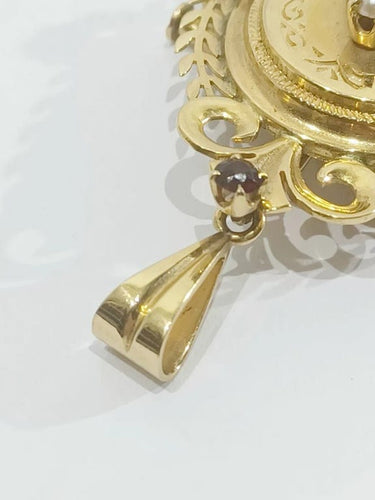 Pendentif Napoléon III - Pendentif-médaillon broche en or rose 18 carats 58 Facettes 3110/1