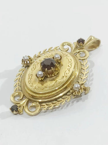 Pendentif Napoléon III - Pendentif-médaillon broche en or rose 18 carats 58 Facettes 3110/1