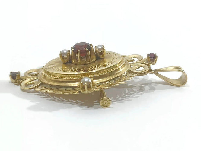 Pendentif Napoléon III - Pendentif-médaillon broche en or rose 18 carats 58 Facettes 3110/1