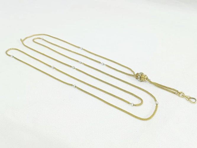 Collier Sautoir - Collier en or jaune 18 carats et perles 58 Facettes