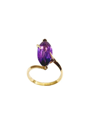 Bague 56 Bague en or rose 18 carats à améthyste ovale 58 Facettes