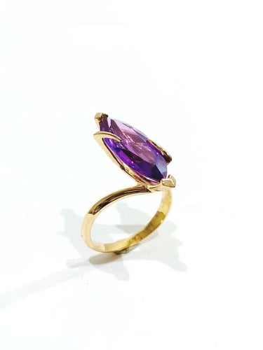 Bague 56 Bague en or rose 18 carats à améthyste ovale 58 Facettes