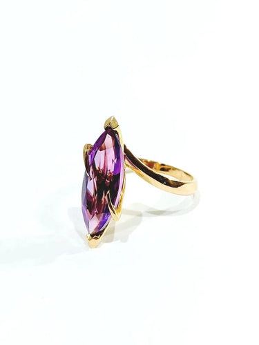 Bague 56 Bague en or rose 18 carats à améthyste ovale 58 Facettes